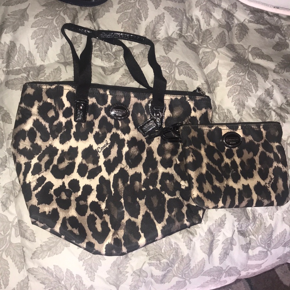 Coach leopard nylon set